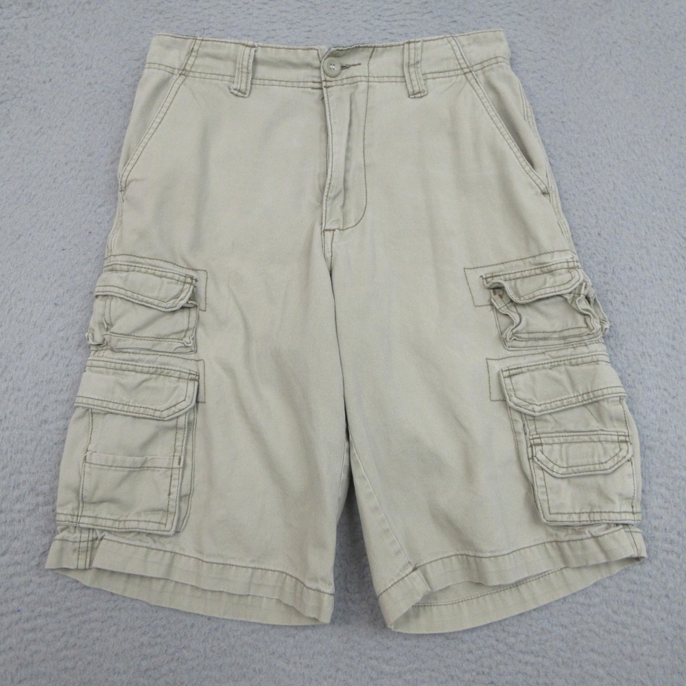 OP Utility Cargo Shorts Mens 28 Wheat Khaki Multi Pocket Y2K Outdoor Classic